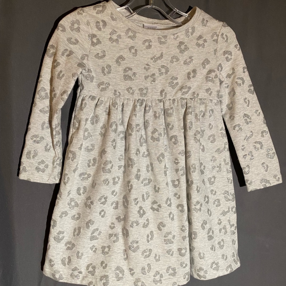 Carters little girl dress with silver sparkly animal print